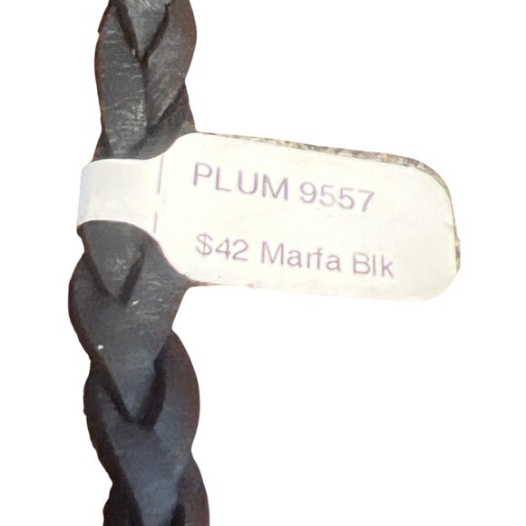 Marfa Black Braided Leather Choker Collar Necklace Fringe Beads Slide Adj NWT - Picture 5 of 5